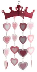 Wooden Pink Princess Crown And Hearts Ceiling Mobile