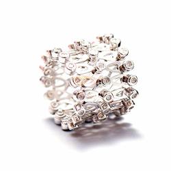 Ecrisdoo Magic 2-IN-1 Folding Retractable Ring Bracelet Stainless Steel Bracelet Telescopic Rings Change Bracelets Engagement Wedding Ring SILVER-4