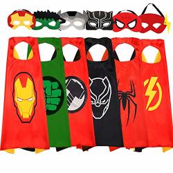 Superhero Cape And Mask For Kids Superhero Toys For 3-10 Year Old Boys Superhero Costumes Avengers Dress Up Kids Best Gifts Avengers Cape 6PCS Red