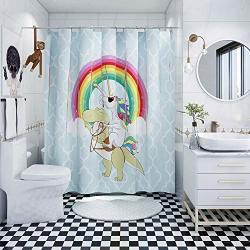 Barghe Funny Shower Curtain Kids Shower Curtain Boys Shower Curtain Cool Shower Curtain Unicorn Shower Curtain Cute Polyester Waterproof Shower Curtain 72X72 Inch