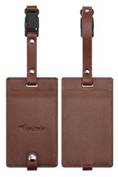 Travelambo Synethic Leather Luggage Tags & Bag Tags 2 Pieces Set In 8 Colors Brown