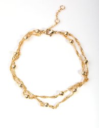 Goldair Gold Plated Double Chain & Ball Bracelet