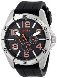 Boss Orange Men's 1512945 Big Time Stainless Steel Watch With Black Silicone Band