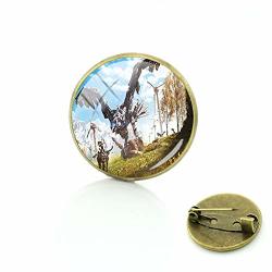 Hot Game Horizon Zero Dawn Brooches Round Glass Cabochon Picture Dome Gem Badge Boys Girls Bronze Plated Jewelry
