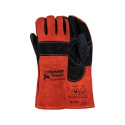 Pioneer Gloves Heat Resistant Leather Air Cushioned Black red Braai 35CM G098