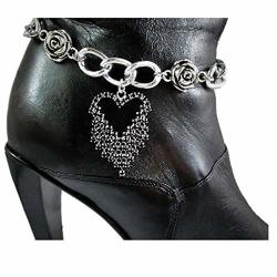 Sparkling Black Crystal Heart Boot Bracelet Bling Chain Biker Accessory Punk Gothic Dark Girl Custom Jewelry