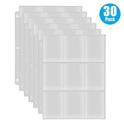 540 Pockets Binder Card Sleeves Double-sided 9 Pocket Trading Card Pages  for 3 Ring Binder, Clear Plastic Pages Sleeves for Sport, 30 Pack 