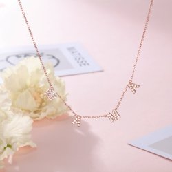CNE107510RG - Rose Gold Plated Sterling Silver With Diamante Letter Name Necklace