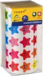 Stars With Happy Faces - Mixed Colours Value Roll 1000 Stickers - 1 Roll
