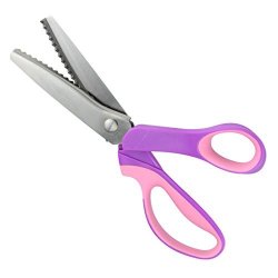 JISTL Green Pinking Shears Comfort Grips Crafts Zig Zag Cut Sewing Scissors,Professional Handheld Dressmaking