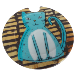 Licence Disk Holder - Triangular-shape Cat With White Oval Tummy