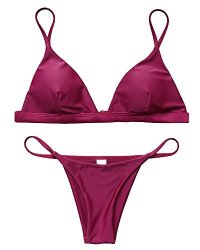 Women Ruuhee Adjustable Strap Padded Swimsuits Brazilian 2 Piece Bikini Bathing Suits M Us Size 4-6 Wine Red