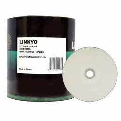 Linkyo 52X Cd-r White Inkjet Metalized Hub Printable Media - 100 Pack Spindle
