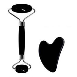 Obsidian Facial Roller And Gua Sha Combo