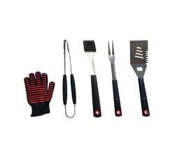 Alva 5PC Bbq Tool Set In Case Fork Brush Tongs Lifter Glove