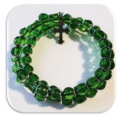 5 Decade 8MM Green Faceted Acrylic Rosary Bracelet