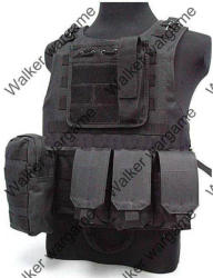 Fsbe Molle Combat Assault Plate Carrier Vest Black - Swat Black Can Fit Saps Bullet Proof