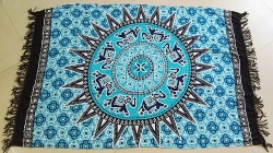 Medallion Bluish Pattern Tapestry Cotton Mat