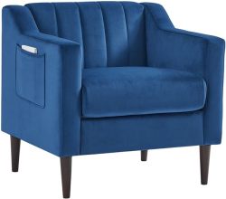 Luna Velvet 1 Seater Sofa Arm Chair - Blue