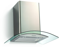 Falco 60CM Curved Glass Chimney Extractor - Stainless Steel