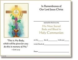 Blessed Memories 1ST Holy Communion Certificate
