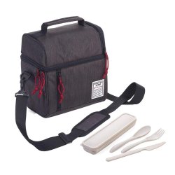 Insulated Business Lunch Cooler Including Cutlery Set