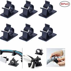 Agreatca 60 PCS Black Cable Clips,Wire Holder Cord Management,Organize Cords,Self-Adhesive Cable Clips,Wire Holder Cord Organizer