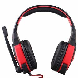 Miss&yg G4000 USB Stereo Gaming Headphone Headset Headband Microphone Volume Control LED Light PC Game Red