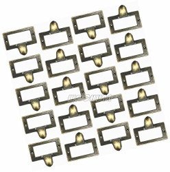 Weichuan 20 Pieces 58MM46MM Card Holder Drawer Pull label Frames Card label Holder tag Pull cabinet Frame Handle file Name Card Holder - Metal Art Antique Bronze Tone With