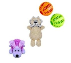 Treat Ball Dog Chewing Teeth Cleaning Toy - Green & Orange 2 Pack Bobble Hedgehog Bear Soft Dog Durable Pet Chew Toys Small Puppies