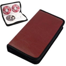 80 Disc Cd Dvd Disc Holder Case Faux Leather Storage Wallet Organizer Bag Brown