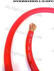 5 Ft Ofc 1 0 Gauge Oversized Red Power Ground Wire Sky High Car Audio