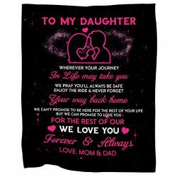 Smlboo To My Daughter From Love Dad And Mom Graphic Design Printed Soft Throw Cozy Fleece Blanket Extra Large Size 60X80 Inch