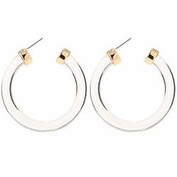 Lettarius Lucite Hoop Earrings Transparent Clear Acrylic Resin Round Circle Statement Dangle Ear Drops Fashion Jewelry For Women Girls X01T