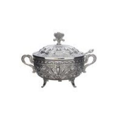 Silver Sugar Bowl With Lid And Spoon