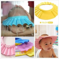 Adjustable Toddler Kids Shampoo Bathing Shower Cap Hair Shield Direct Visor Caps - Yellow