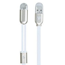 Young Pioneer 1M 2 In 1 Lightning Iphone & Micro USB Android Cable - White