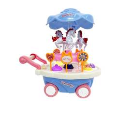 TIME2PLAY Kids Carousel Candy Cart Play Set Blue
