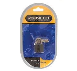 Padlock Zenith Iron 20MM Carded - 6 Pack