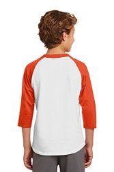 Sport-tek Youth 3 4 Raglan Sleeves Colorblock Jersey_white deep Orange_xs