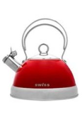 SWISS Gourmet Whistling stove Top Kettle - 2.5L S steel - Red