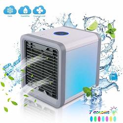 Urhomepro Personal Air Cooler Portable 3 In 1 USB MINI Air Conditioner Humidifier Purifier And 7 Colors Nightstand Desktop Cooling Fan For Office home outdoor travel