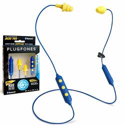 Plugfones Basic Pro Wireless Bluetooth In-ear Earplug Earbuds - Noise Reduction Headphones With Noise Isolating MIC And Controls Blue & Yellow