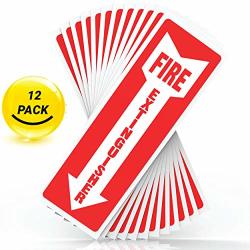 Fire Extinguisher Signs Safety Sign Sticker - 12 Pack 4" X 12" 5 Mil - Red White In Color - Durable Self Adhesive