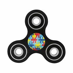 Yagqiny 3 Bearing Fidget Spinner Colorful Autism Awareness Puzzle Wood Party Fidget Spinners Add Adhd Autism Anxiety Stress Relief Toys For Adults And Kids