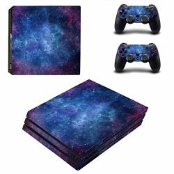 Eseeking Full Body Protective Vinyl Skin Decal For PS4 Pro Console And 2PCS PS4 Pro Controller Skins Stickers Purple Nebula
