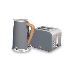 Swan Nordic S S Cordless Kettle & 2 Slice Toaster - Slate GREY-SNR2P