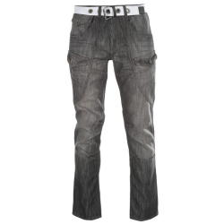 No Fear Men's Belted Cargo Jeans - Black Parallel Import