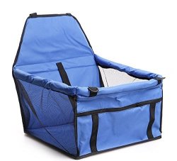 Tkoofn Pet Seat Cover For Cars Waterproof Foldable Free Safety Belt 403025CM Blue