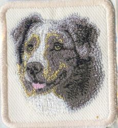 Embroidered Sew On Black Badge.australian Shepherd